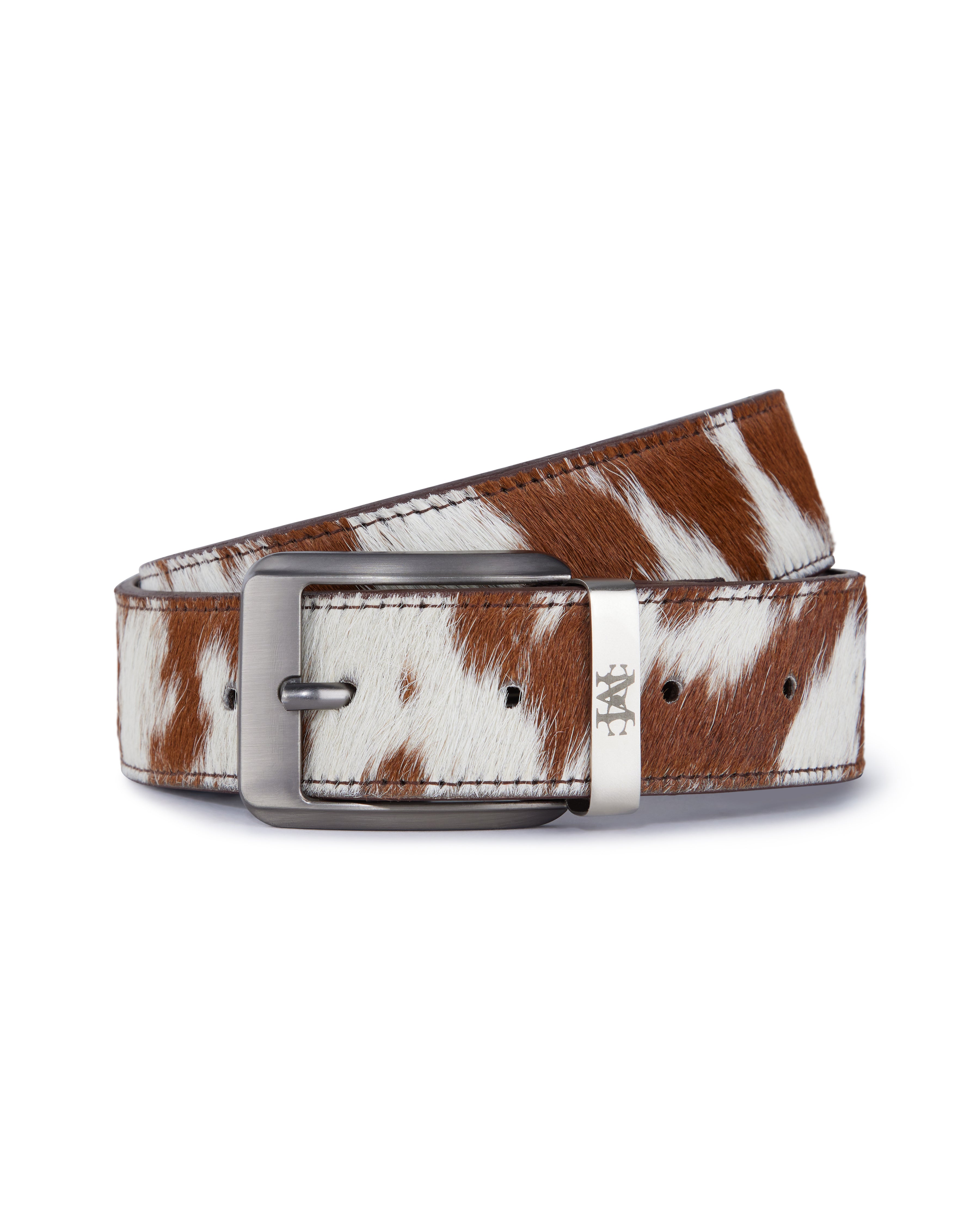 Cow-hide leather belt in brown – Maison Charmant
