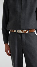 Cow-hide leather belt in brown