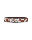 Cow-hide leather belt in brown