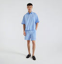 Charmant Short-Sleeve Striped Shirt in Lightweight Cotton