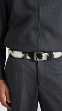 Cow-hide leather belt in black